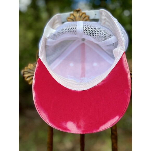 Budweiser 1876 Red White Trucker Hat Mesh Snapback Adj Beer Bleach Tie Dye - Picture 3 of 7